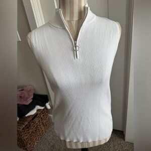 Calvin Klein White Zip-Up Tank Top